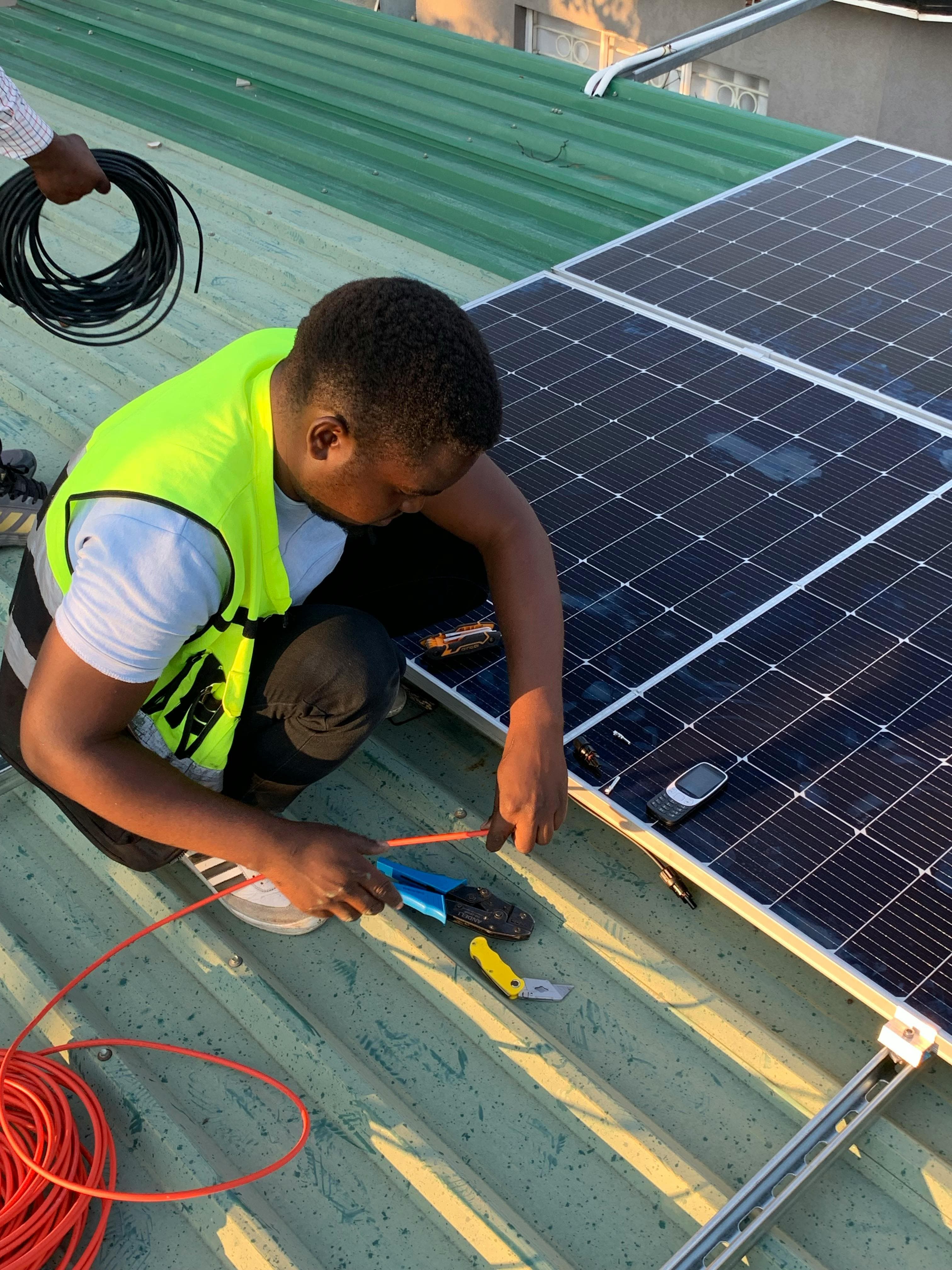 Solar electricians on the job